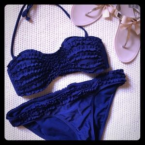 Old Navy Bikini 👙 Navy Blue w/Ruffles size medium